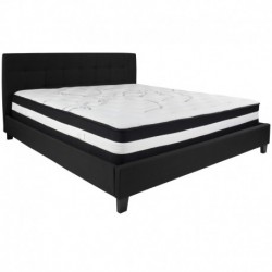 MFO Charlize Collection King Size Bed in Black Fabric with Pocket Spring Mattress
