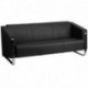 MFO Stanford Collection Contemporary Black Leather Sofa with Stainless Steel Frame
