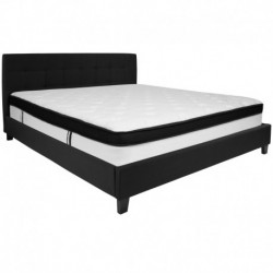 MFO Charlize Collection King Size Bed in Black Fabric with Memory Foam Mattress