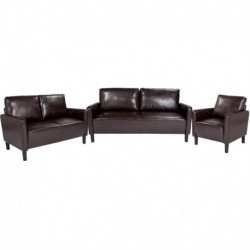 MFO Winston Collection 3 Piece Upholstered Set in Brown Leather