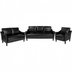 MFO Cruz Collection 3 Piece Upholstered Set in Black Leather