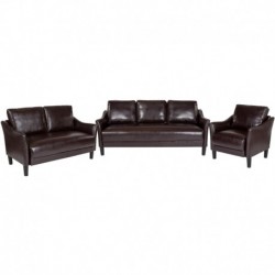MFO Cruz Collection 3 Piece Upholstered Set in Brown Leather