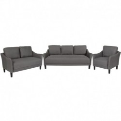 MFO Cruz Collection 3 Piece Upholstered Set in Dark Gray Fabric