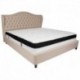 MFO Princeton Collection King Size Bed in Beige Fabric with Memory Foam Mattress