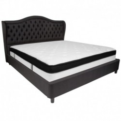 MFO Princeton Collection King Size Bed in Black Fabric with Memory Foam Mattress