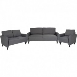 MFO Oxford Collection 3 Piece Upholstered Set in Dark Gray Fabric