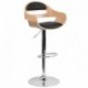 MFO Beech Bentwood Adjustable Height Bar Stool with Black Vinyl Seat and Cutout Padded Back