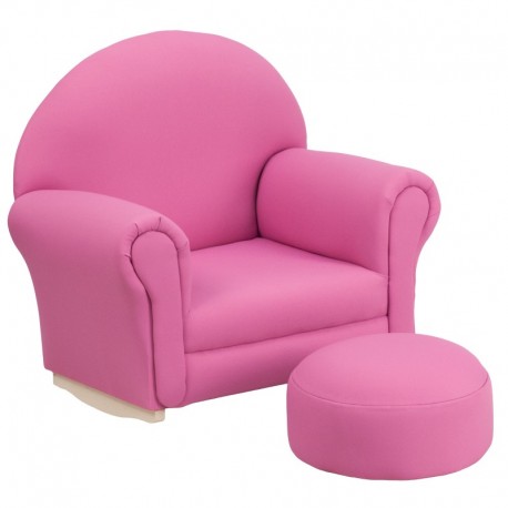 MFO Kids Hot Pink Fabric Rocker Chair and Footrest