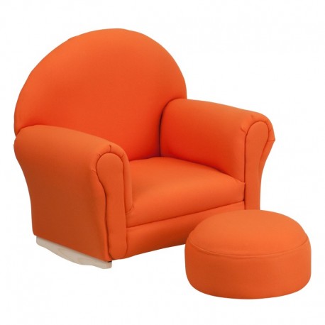 MFO Kids Orange Fabric Rocker Chair and Footrest
