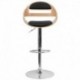 MFO Beech Bentwood Adjustable Height Bar Stool with Black Vinyl Seat and Cutout Padded Back