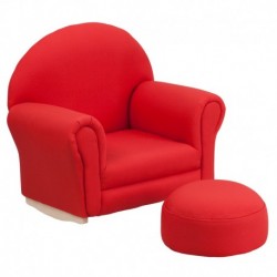 MFO Kids Red Fabric Rocker Chair and Footrest