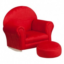 MFO Kids Red Microfiber Rocker Chair and Footrest