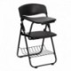 MFO Black Plastic Chair with Right Handed Tablet Arm and Book Basket