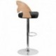 MFO Beech Bentwood Adjustable Height Bar Stool with Black Vinyl Seat and Cutout Back