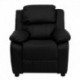 MFO Deluxe Padded Contemporary Black Leather Kids Recliner with Storage Arms
