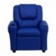 MFO Contemporary Blue Vinyl Kids Recliner with Cup Holder and Headrest