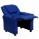 MFO Contemporary Blue Vinyl Kids Recliner with Cup Holder and Headrest