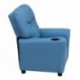 MFO Contemporary Light Blue Vinyl Kids Recliner with Cup Holder