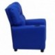 MFO Contemporary Blue Vinyl Kids Recliner with Cup Holder
