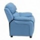 MFO Deluxe Padded Contemporary Light Blue Vinyl Kids Recliner with Storage Arms