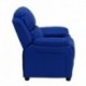 MFO Deluxe Padded Contemporary Blue Vinyl Kids Recliner with Storage Arms