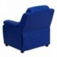 MFO Deluxe Padded Contemporary Blue Vinyl Kids Recliner with Storage Arms