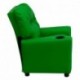MFO Contemporary Green Vinyl Kids Recliner with Cup Holder