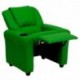 MFO Contemporary Green Vinyl Kids Recliner with Cup Holder and Headrest