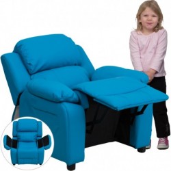 MFO Deluxe Padded Contemporary Turquoise Vinyl Kids Recliner with Storage Arms
