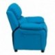 MFO Deluxe Padded Contemporary Turquoise Vinyl Kids Recliner with Storage Arms