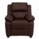 MFO Deluxe Padded Contemporary Brown Leather Kids Recliner with Storage Arms