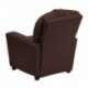 MFO Contemporary Brown Leather Kids Recliner with Cup Holder