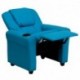 MFO Contemporary Turquoise Vinyl Kids Recliner with Cup Holder and Headrest