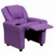 MFO Contemporary Lavender Vinyl Kids Recliner with Cup Holder and Headrest