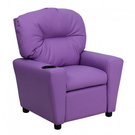 MFO Contemporary Lavender Vinyl Kids Recliner with Cup Holder