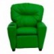 MFO Contemporary Green Vinyl Kids Recliner with Cup Holder