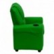 MFO Contemporary Green Vinyl Kids Recliner with Cup Holder and Headrest