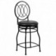 MFO 24'' Black Metal Counter Height Stool with Black Leather Swivel Seat