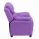 MFO Deluxe Padded Contemporary Lavender Vinyl Kids Recliner with Storage Arms
