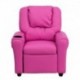 MFO Contemporary Hot Pink Vinyl Kids Recliner with Cup Holder and Headrest