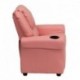 MFO Contemporary Pink Vinyl Kids Recliner with Cup Holder and Headrest