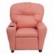MFO Contemporary Pink Vinyl Kids Recliner with Cup Holder