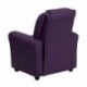 MFO Contemporary Purple Vinyl Kids Recliner with Cup Holder and Headrest
