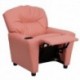 MFO Contemporary Pink Vinyl Kids Recliner with Cup Holder
