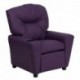 MFO Contemporary Purple Vinyl Kids Recliner with Cup Holder