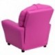 MFO Contemporary Hot Pink Vinyl Kids Recliner with Cup Holder