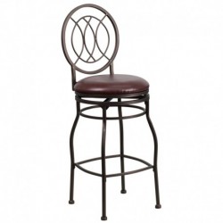MFO 29'' Brown Metal Bar Stool with Brown Leather Swivel Seat