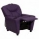 MFO Contemporary Purple Vinyl Kids Recliner with Cup Holder