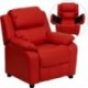 MFO Deluxe Padded Contemporary Red Vinyl Kids Recliner with Storage Arms