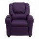 MFO Contemporary Purple Vinyl Kids Recliner with Cup Holder and Headrest